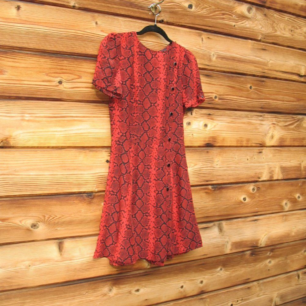 Red Black Python Snake Print Silk Blend Fit And F… - image 5